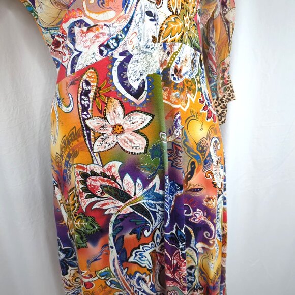 Sao Paolo Paisley Dress 8 Medium Orange Midi - Picture 4 of 11